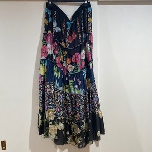 Johnny Was Tiered Silk Maxi Skirt